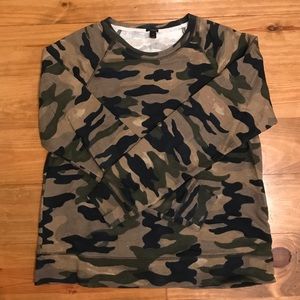 J. Crew, camo printed crewneck.
